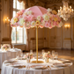 Pink Artificial Floral on Spandex Cover for Umbrella Centerpiece Stand - CV Linens