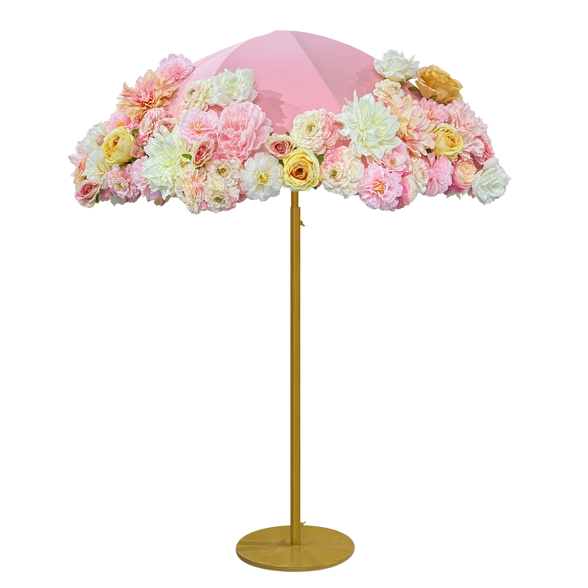 Pink Artificial Floral on Spandex Cover for Umbrella Centerpiece Stand - CV Linens