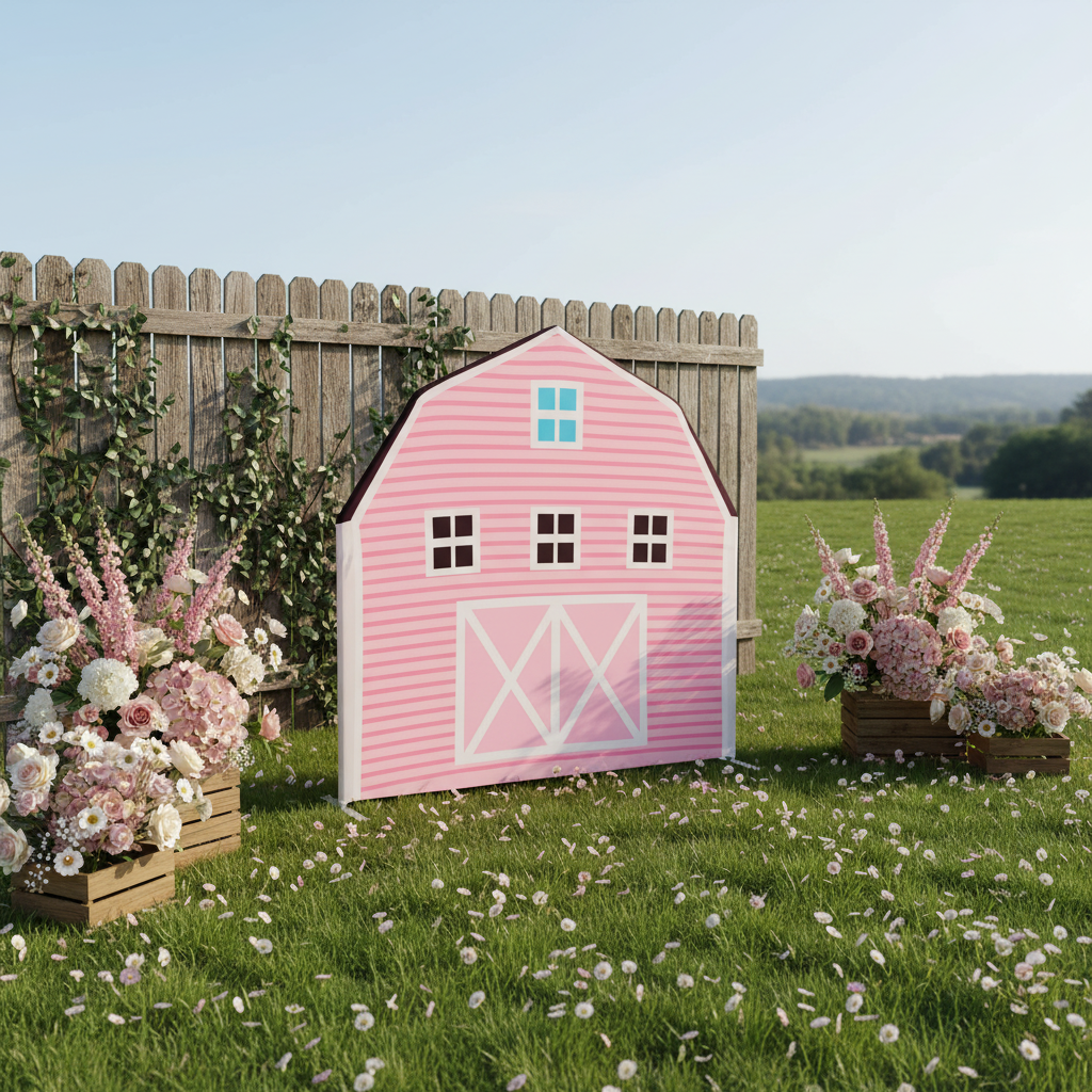 Pink Barn Printed Backdrop Spandex Cover