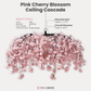 Cherry Blossom Ceiling Cascade Pink infographic showing product details and dimensions