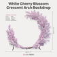 Pink Cherry Blossom Crescent Arch Backdrop infographic showing height of 8.2ft and overall width of 47"