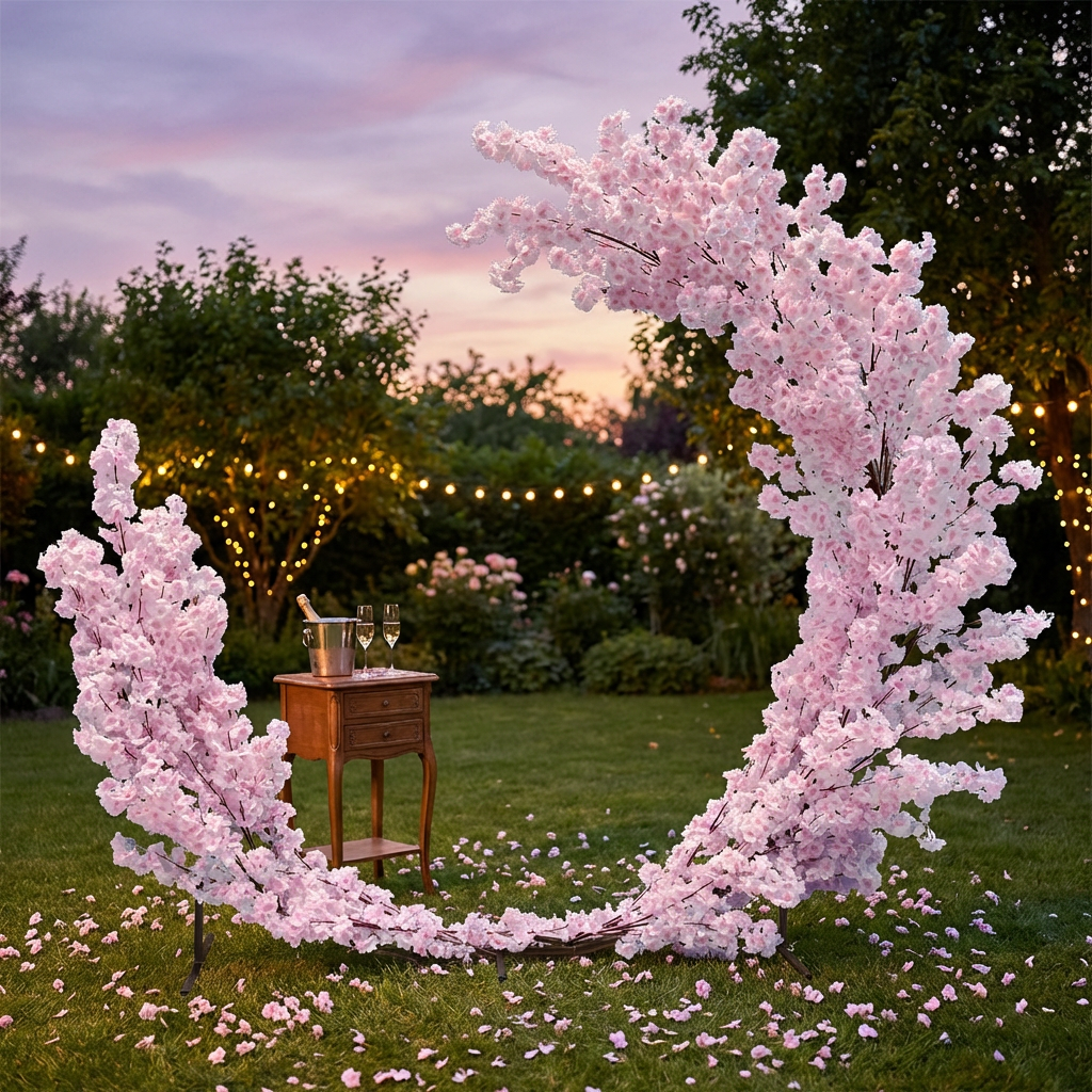 Pink Cherry Blossom Crescent Arch Backdrop outdoor 