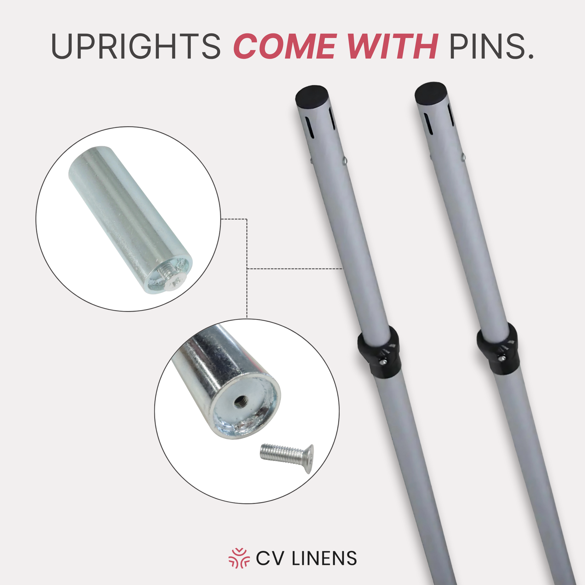 Telescopic Slip-fit Upright 8ft to 20ft with slip lock collar (Fits set C) - CV Linens