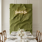 Olive pleated crinkle bridal shower panel with neon