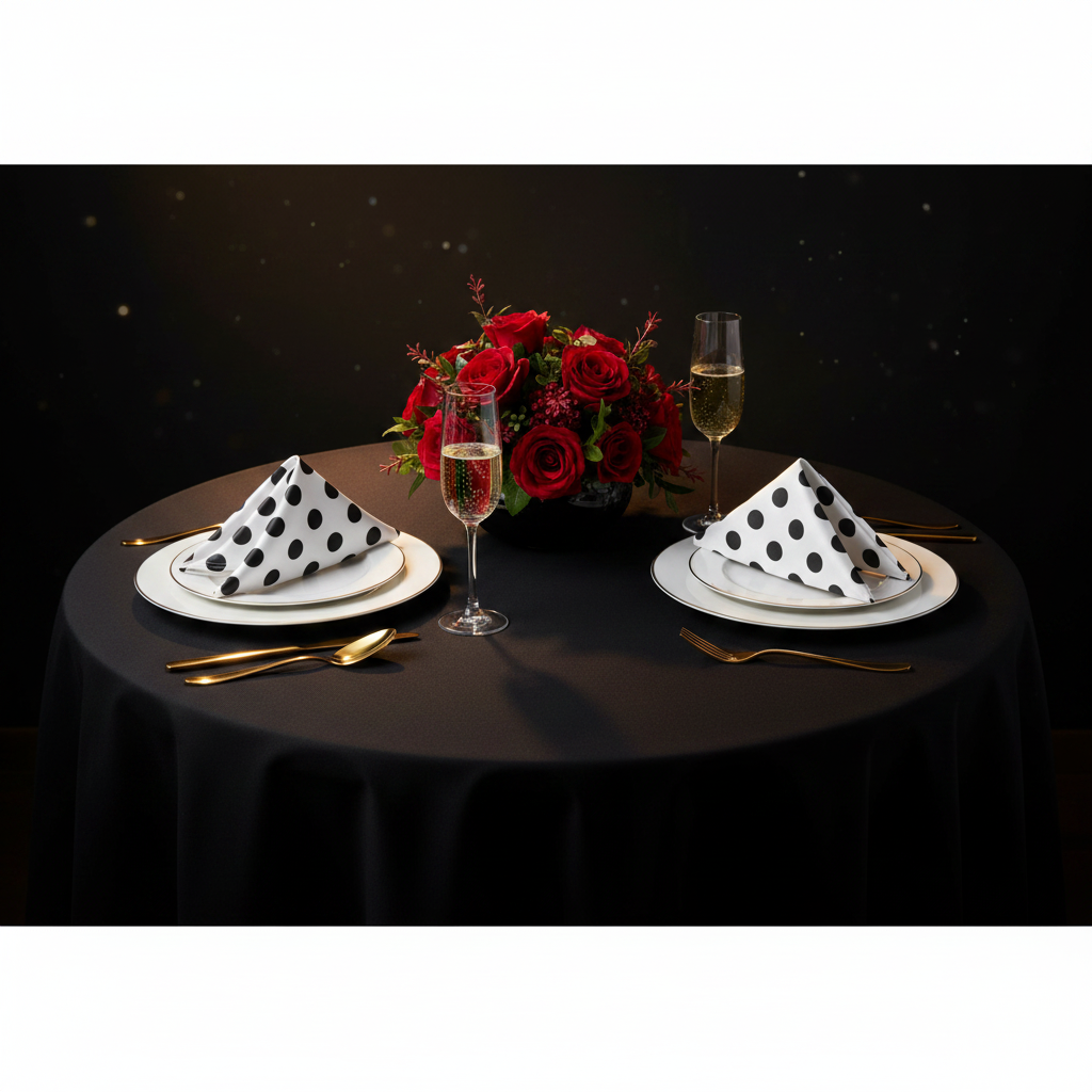 Polka Dot 20"x20" Satin Napkin - Black & White