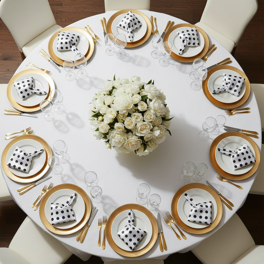 Polka Dot 20"x20" Satin Napkin - Black & White