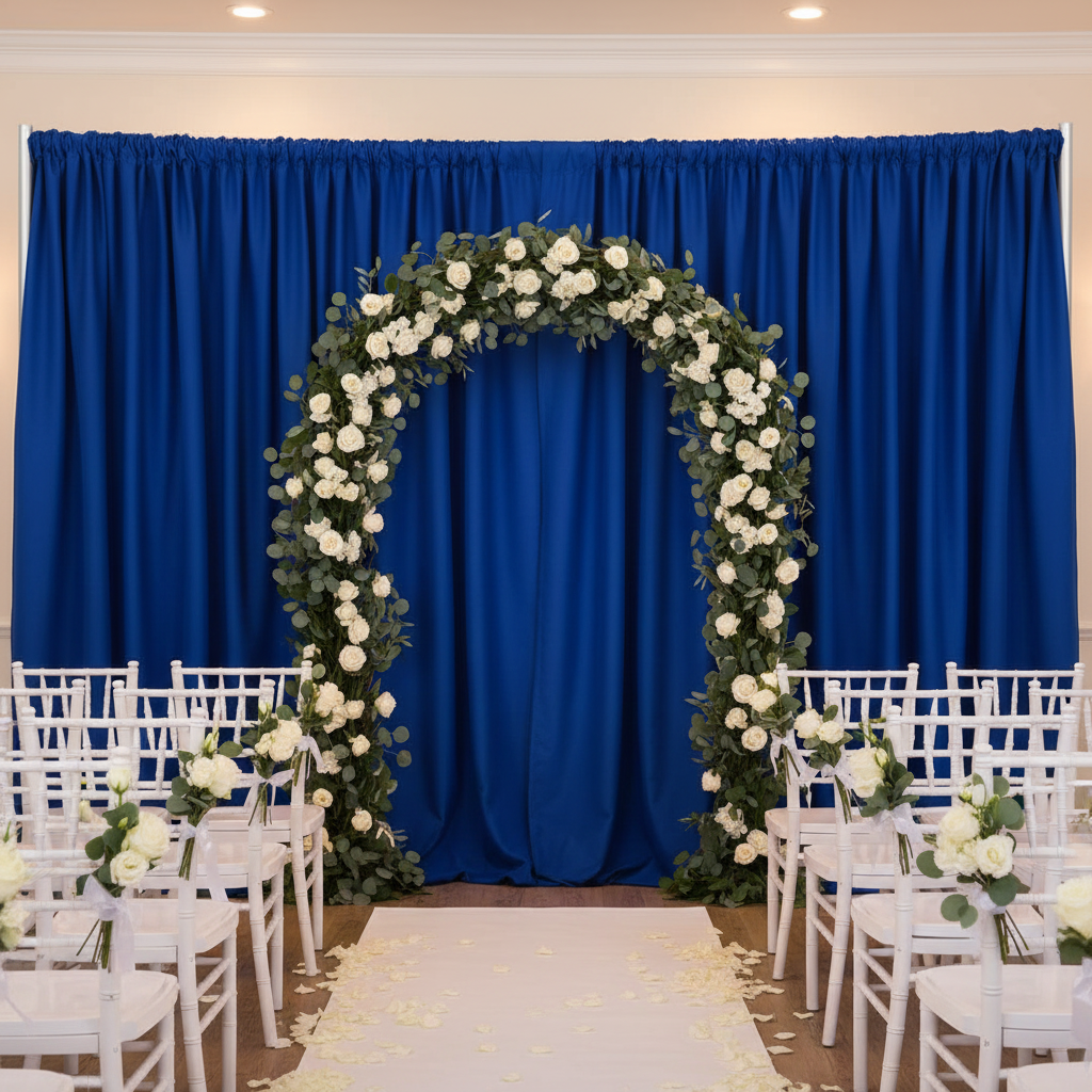 Poly Premier (IFR) 12ft H x 60" W drape/backdrop - Royal Blue - CV Linens