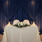 sweetheart table setup with Poly Premier Fire Retardant (FR) 12ft H x 60" W drape/backdrop - Navy Blue
