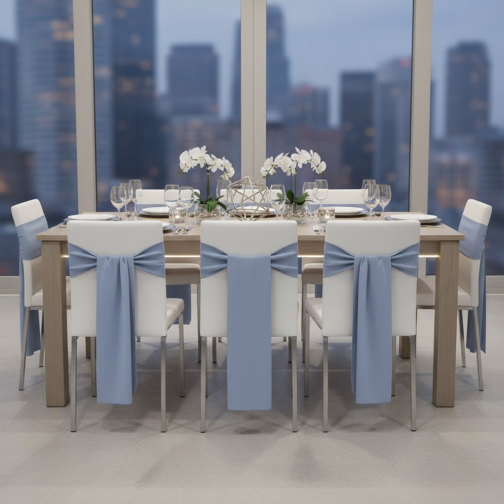 Polyester Chair Sash/Tie - Dusty Blue