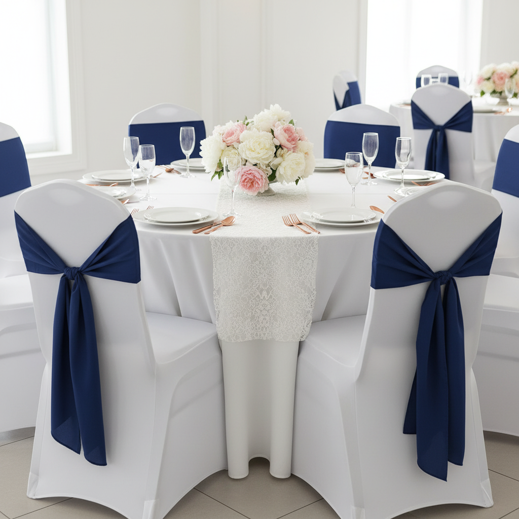 Polyester Chair Sash/Tie - Navy Blue