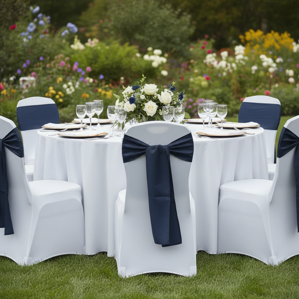 Polyester Chair Sash/Tie - Navy Blue