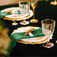 Premium Polyester Napkin 19"x19" - Emerald Green rectangular fold on top of plate setting