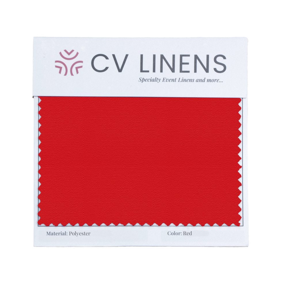 Red Polyester Linen Polyester Swatch Card - Red - CV Linens™