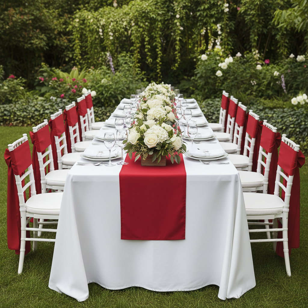 Polyester Table Runner - Apple Red