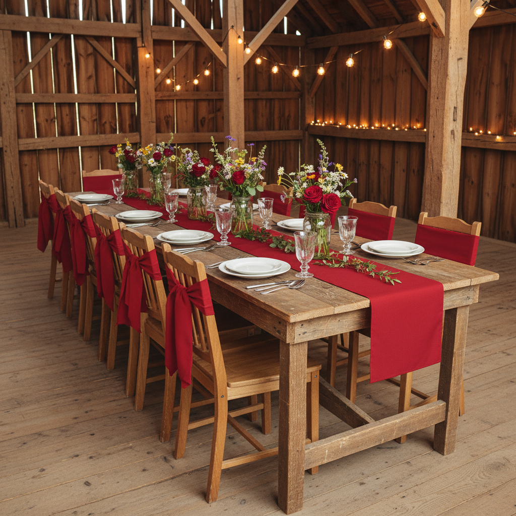 Polyester Table Runner - Apple Red