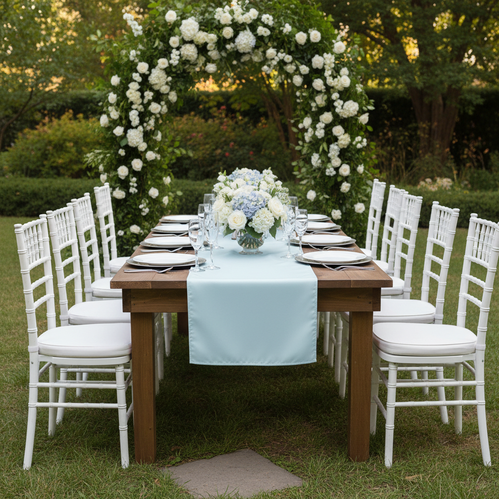 Polyester Table Runner - Baby Blue