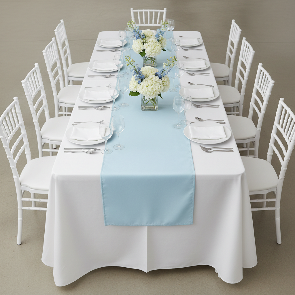 Polyester Table Runner - Baby Blue