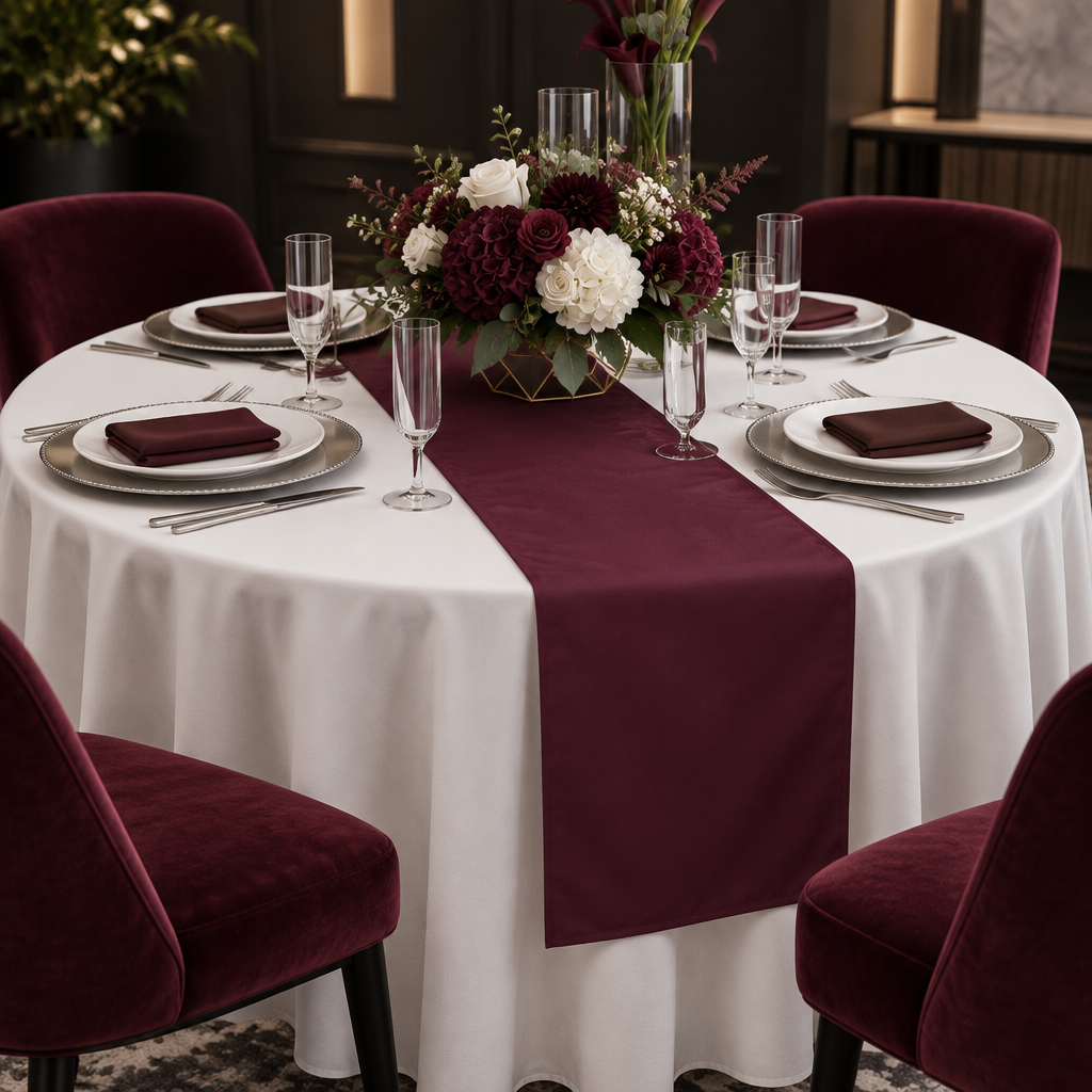 Polyester Table Runner - Cabernet