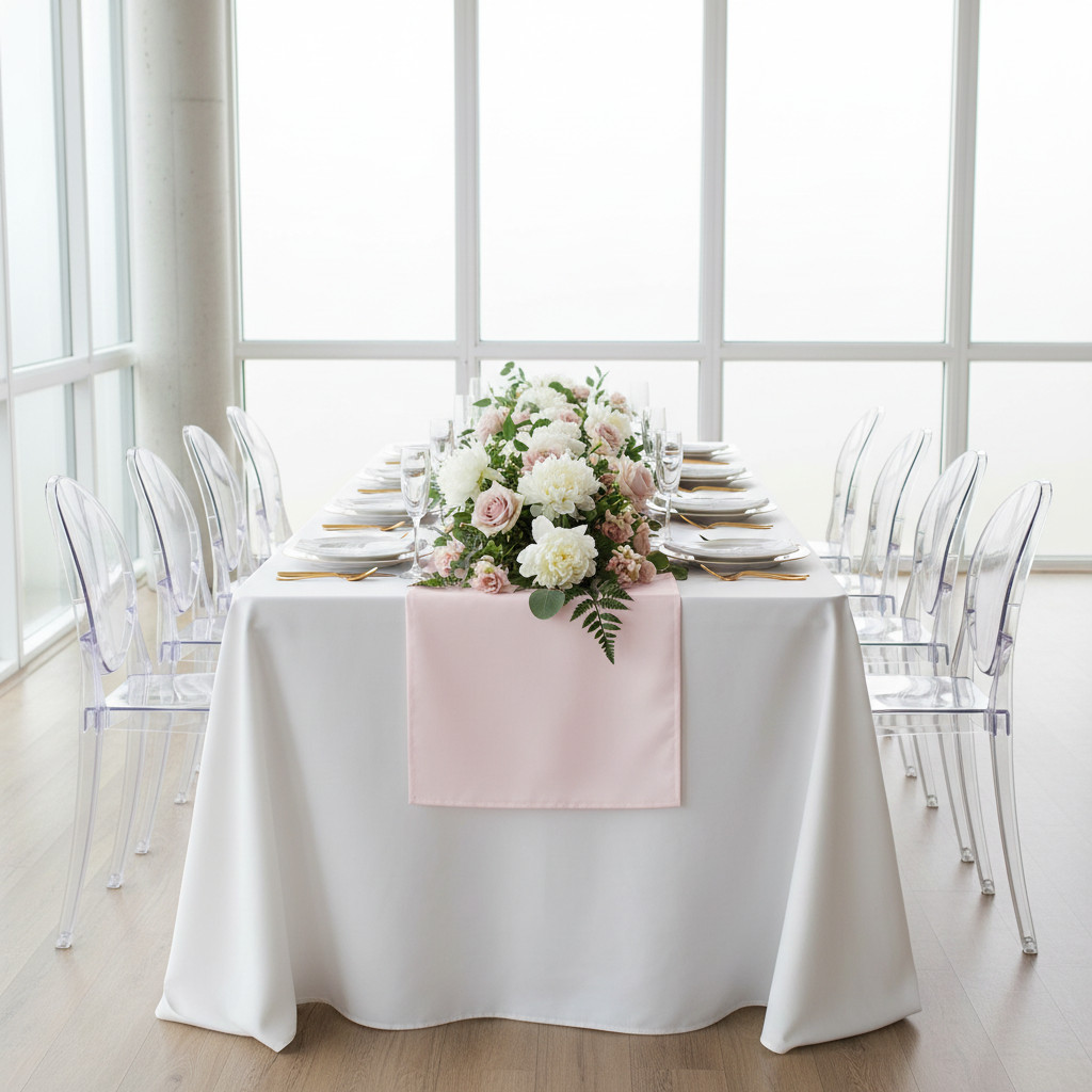 Polyester Table Runner - Pastel Pink