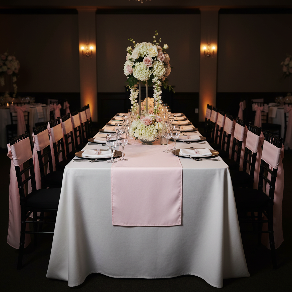 Polyester Table Runner - Pastel Pink