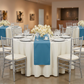 Steele blue runner on round gala table