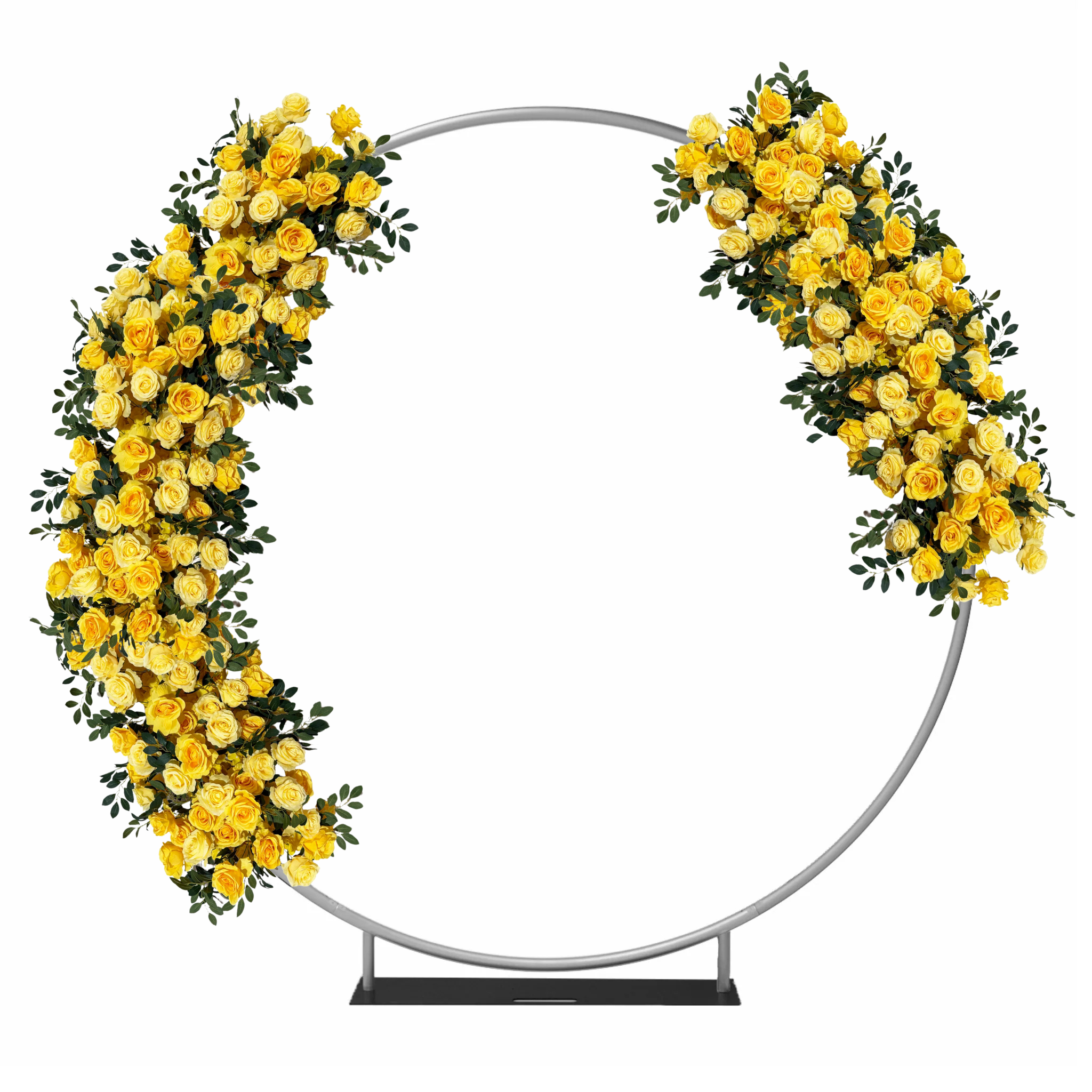 2 pcs/pk Premade Flower Backdrop Arch/Table Runner Decor Pastel Yellow on round arch