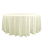 Premium 132" Round Ivory Spun Polyester Tablecloth front view