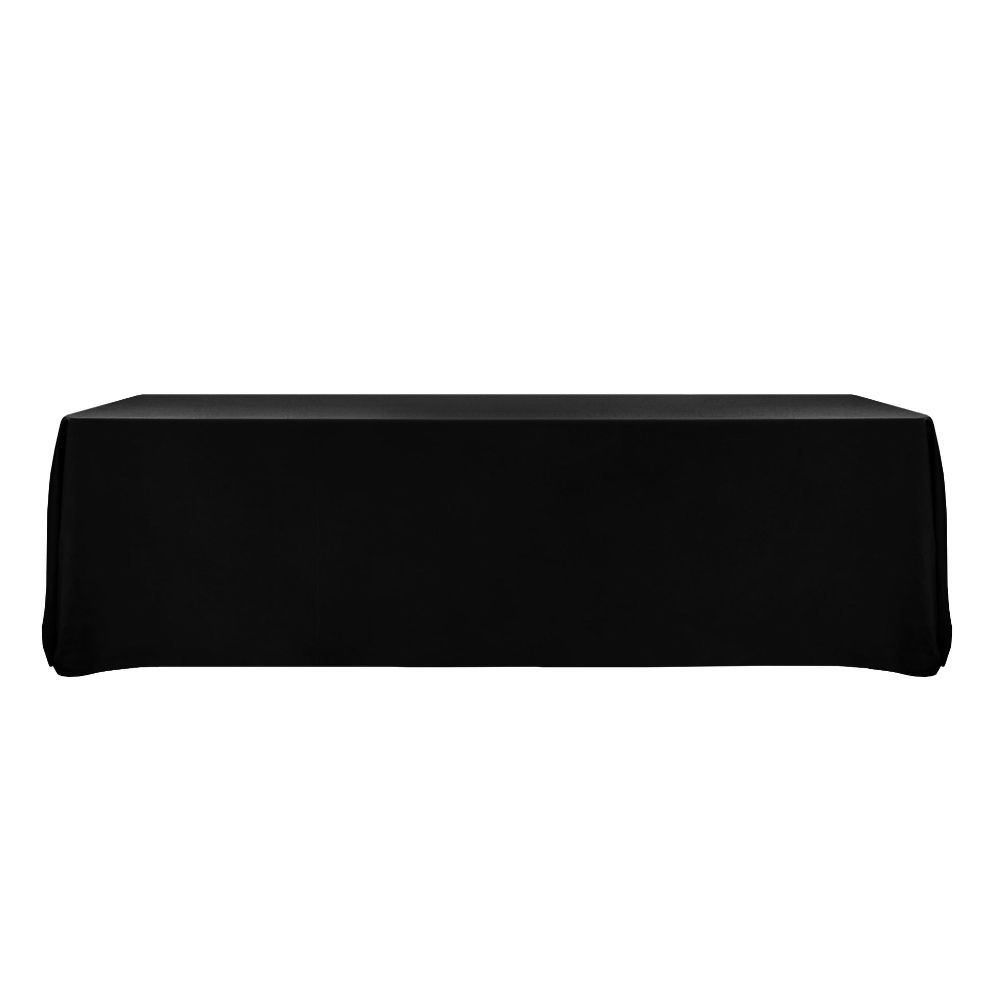 Premium 90"x132" Rectangular Black Spun Polyester Tablecloth front view