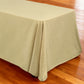 Premium 90"x132" Rectangular Champagne Spun Polyester Tablecloth end view