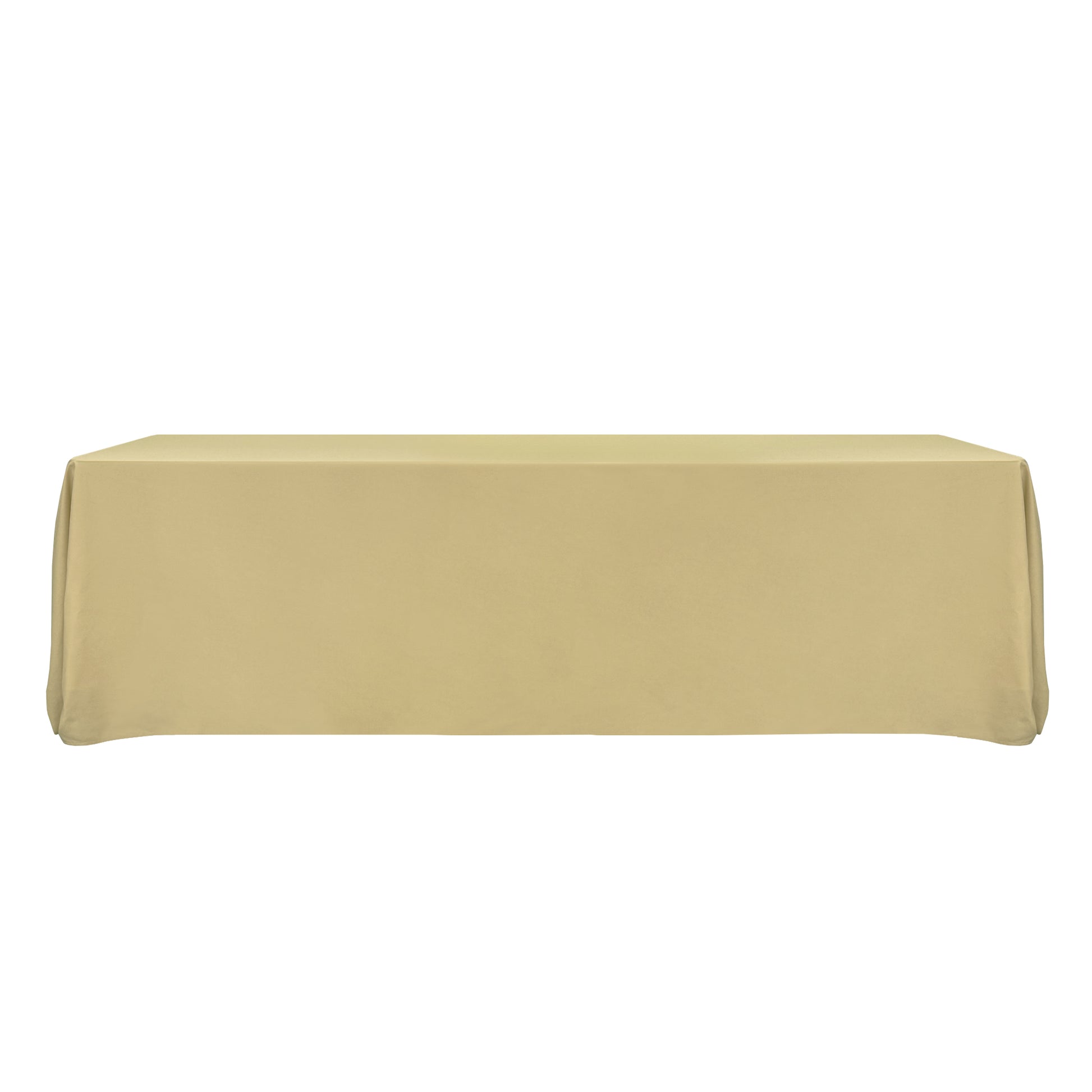 Premium 90"x156" Rectangular Champagne Spun Polyester Tablecloth front view