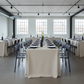 minimalist corporate setup Premium Linen-Look Panama Weave 90"x132" Rectangle Tablecloth - Beige