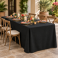 Premium Linen-Look Panama Weave 90"x132" Rectangle Tablecloth Black at a birthday dinner