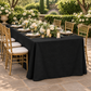 Premium Linen-Look Panama Weave 90"x132" Rectangle Tablecloth Black at a garden wedding