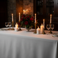 Premium Linen-Look Panama Weave 90"x132" Rectangle Tablecloth - White