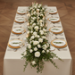 top view detail of Premium Linen-Look Panama Weave 90"x156" Rectangle Tablecloth - Ivory