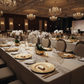 indoor luxury corporate gala with Premium Linen-Look Panama Weave 90"x156" Rectangle Tablecloth - Ivory