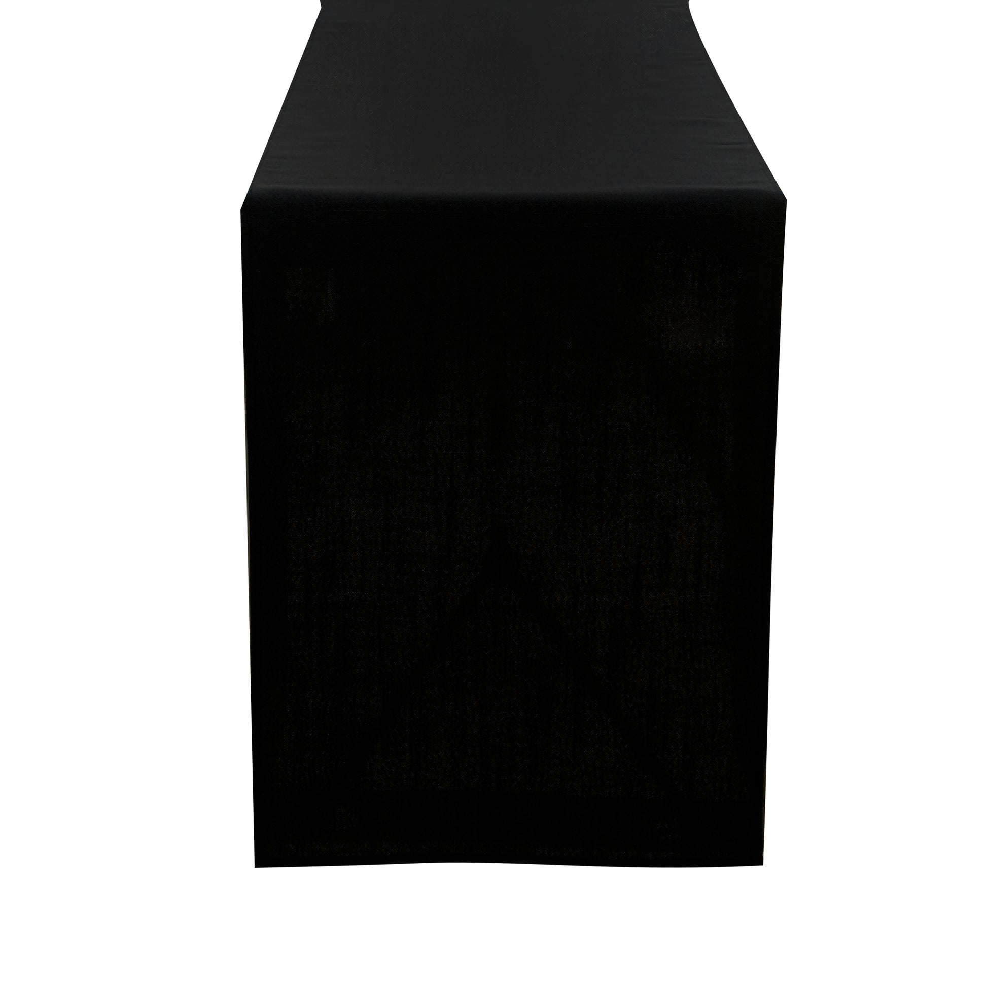Premium Linen-Look Panama Weave Table Runner Black close up