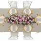top view setup of Premium Linen-Look Panama Weave 90"x156" Rectangle Tablecloth - Beige
