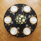 top view using Premium Polyester 108" Round Tablecloth - Black
