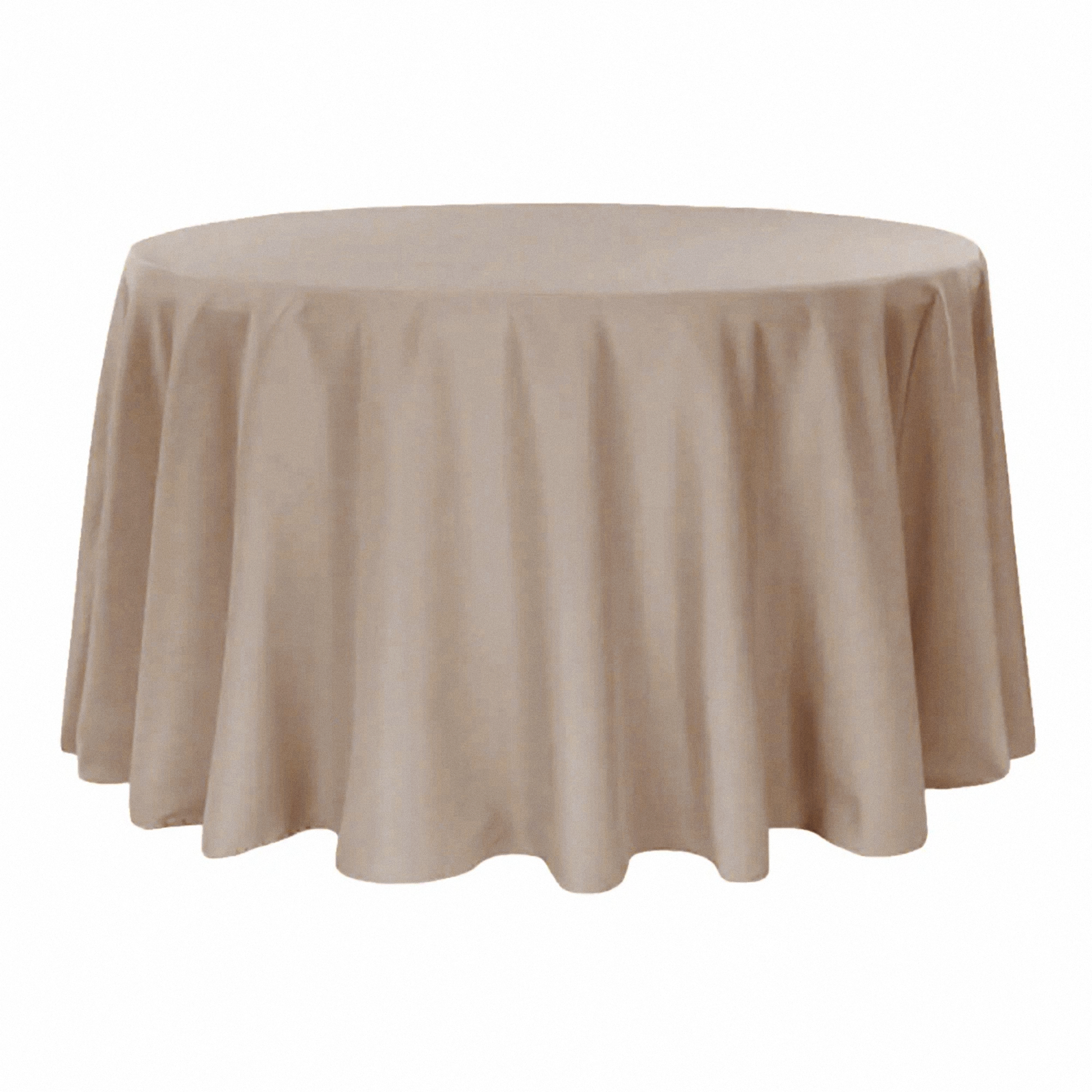 Premium Polyester 108" Round Tablecloth Taupe front view