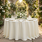 front view detail of Premium Polyester 120" Round Tablecloth - Ivory