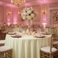 quinceañera  setup with Premium Polyester 120" Round Tablecloth - Ivory