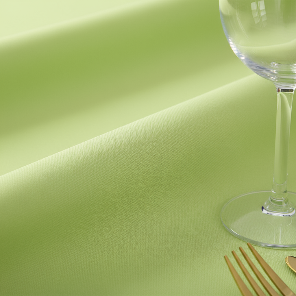 detail view of Premium Polyester 120" Round Tablecloth - Apple Green
