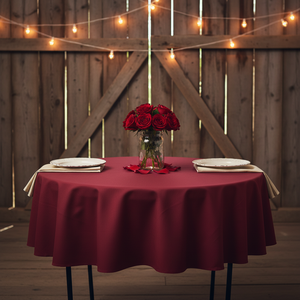 Premium Polyester 90" Round Tablecloth - Burgundy