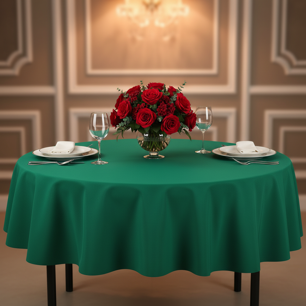 Premium Polyester 90" Round Tablecloth - Emerald Green