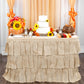 CV Linens Mockup Fall Dessert Table Burlap Orange Lace Sunflower