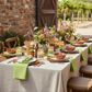 outdoor rustic vineyard brunch with Premium Polyester Napkin 20"x20" - Apple Green