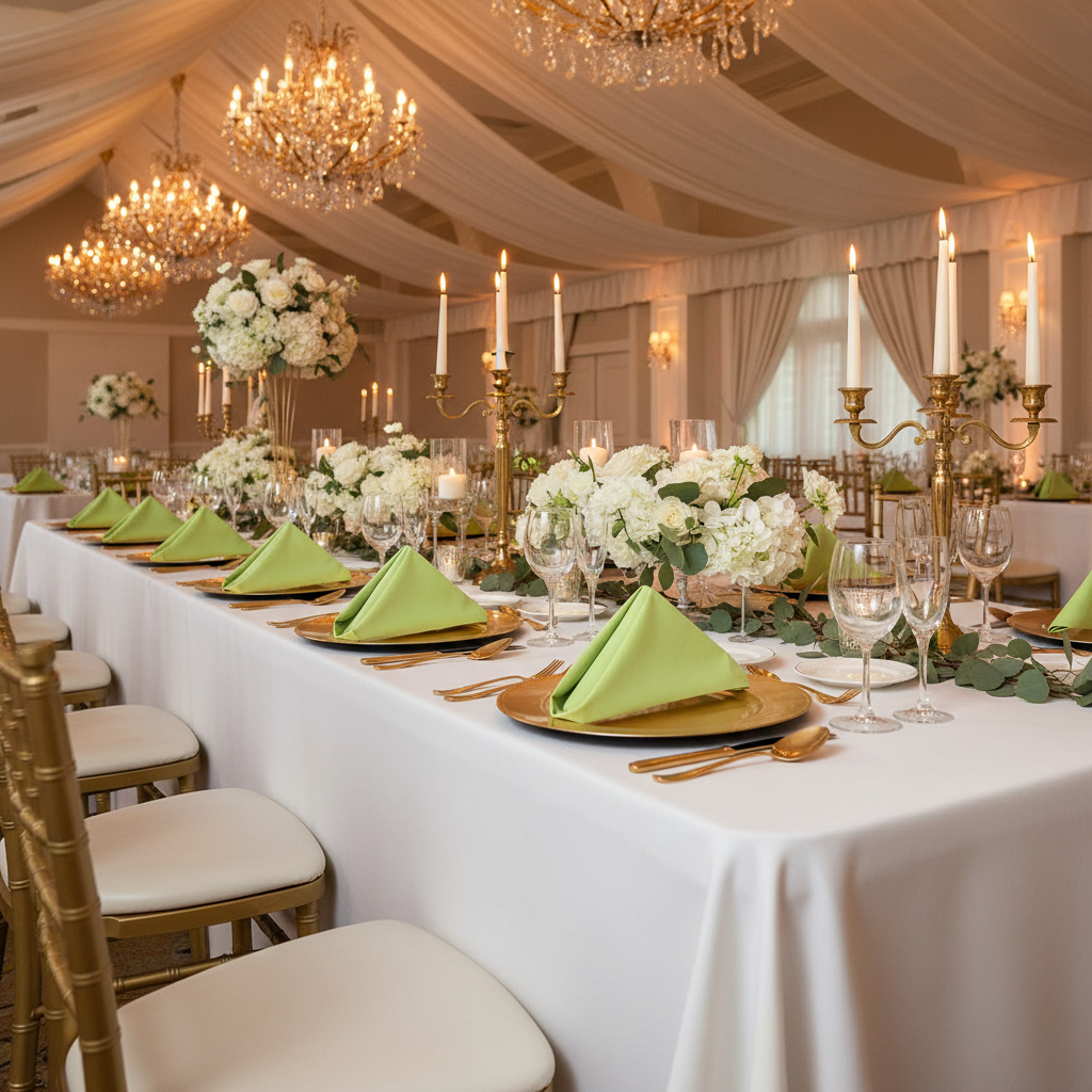 wedding reception with Premium Polyester Napkin 20"x20" - Apple Green