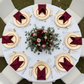 top view setting of Premium Polyester Napkin 20"x20" - Burgundy