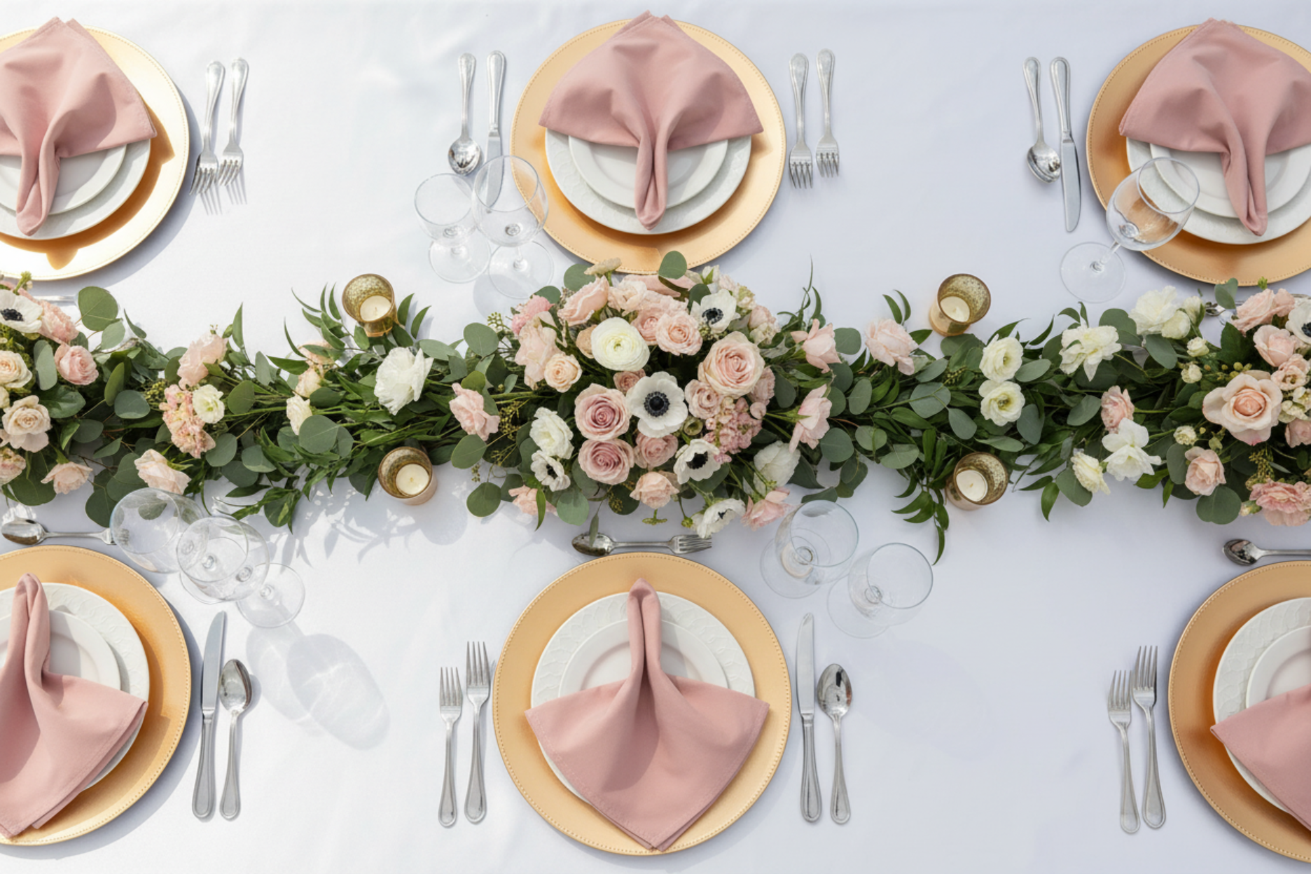 top view with Premium Polyester Napkin 20"x20" - Dusty Rose/Mauve
